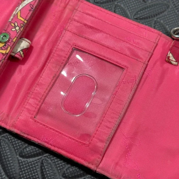 Vera Bradley Wristlet Purse Women's Red Pink Paisley ID Pocket Strap Wallet USED - Picture 6 of 11